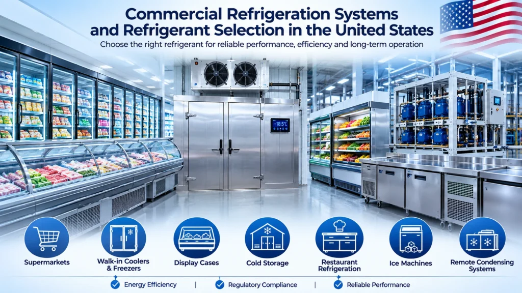 commercial refrigeration systems and refrigerant selection in the United States