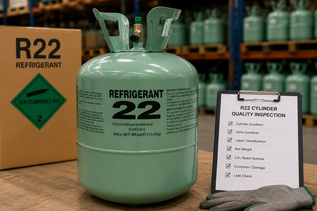 R22 refrigerant cylinder quality inspection for HVAC buyers