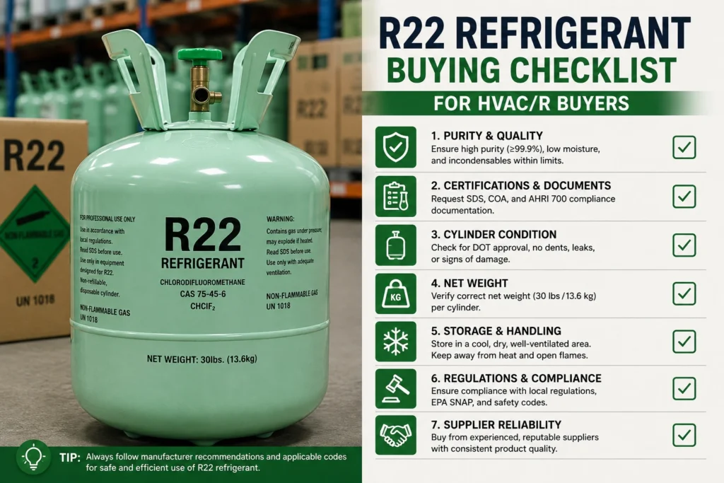 R22 refrigerant buying checklist for HVAC/R buyers